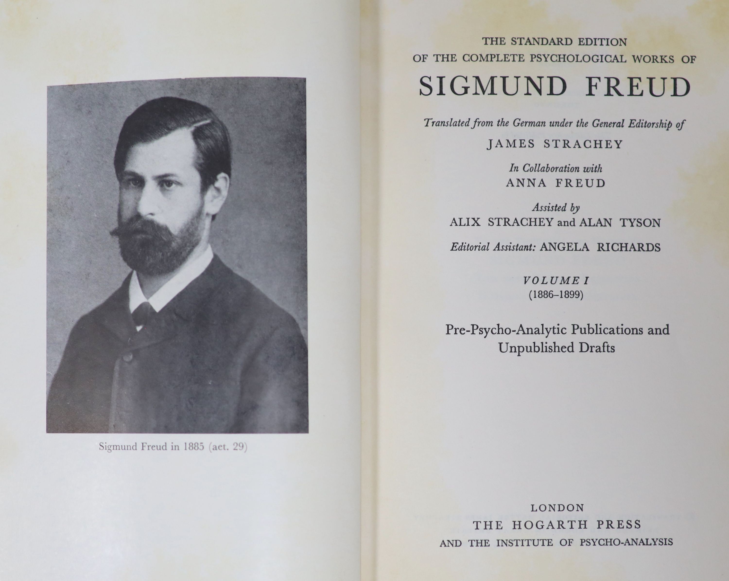 Freud, Sigmund - The Complete Psychological Works of Sigmund Freud, 24 vols, 8vo, blue cloth, vols, 21, 23 and 24 with d/j’s, The Hogarth Press, London, 1961-74